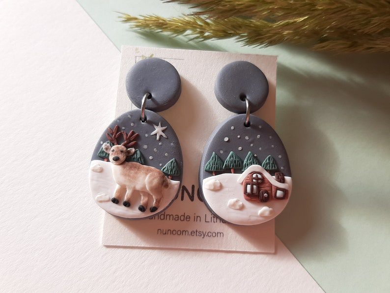 christmas reindeer earrings // Nunoom