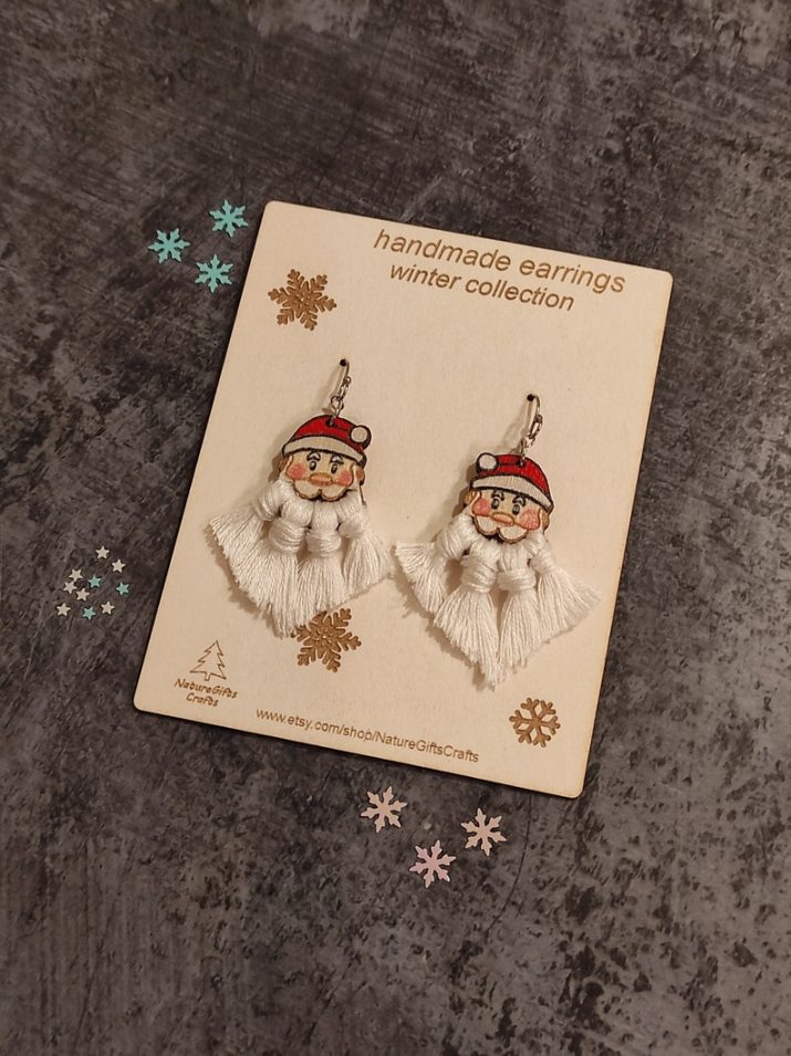 christmas santa claus earrings // NatureGiftsCrafts