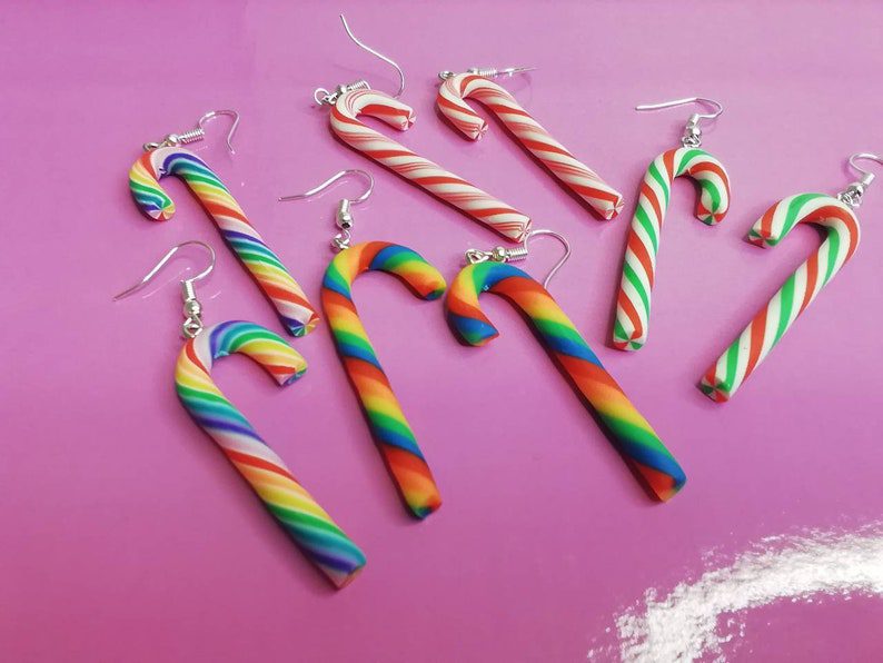 colorful candy cane earrings // TheHorseWithAHorn