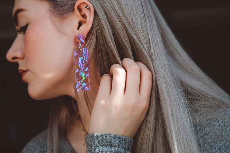 large iridescent statement earrings //