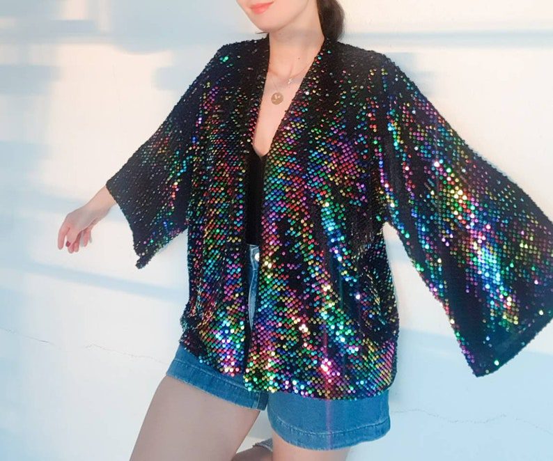 rainbow sequin kimono jacket // RuBySvonRuBy
