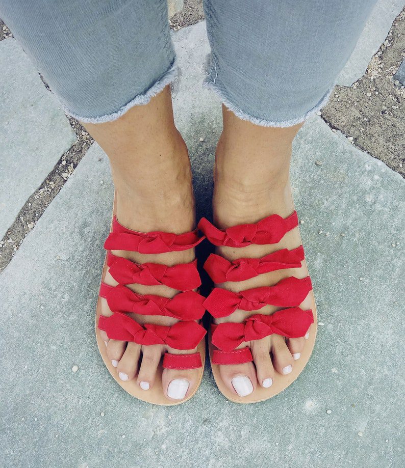 red bow strappy sandals // GrecianSandals