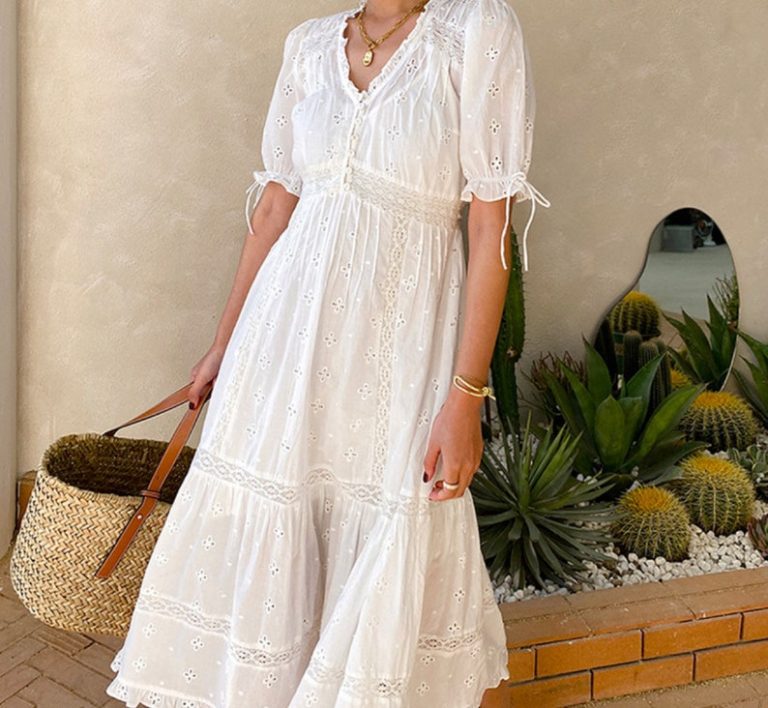 Airy Chic: Breezy Cotton White Dresses With Crochet & Eyelet Details