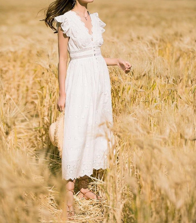 Airy Chic: Breezy Cotton White Dresses With Crochet & Eyelet Details