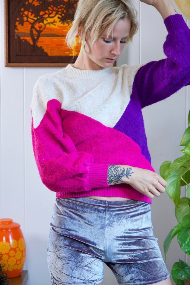 colorblock vintage 80s sweater // jupitersunvintage
