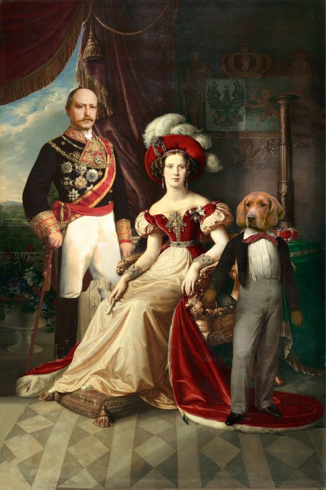custom person and pet portrait in historical attire