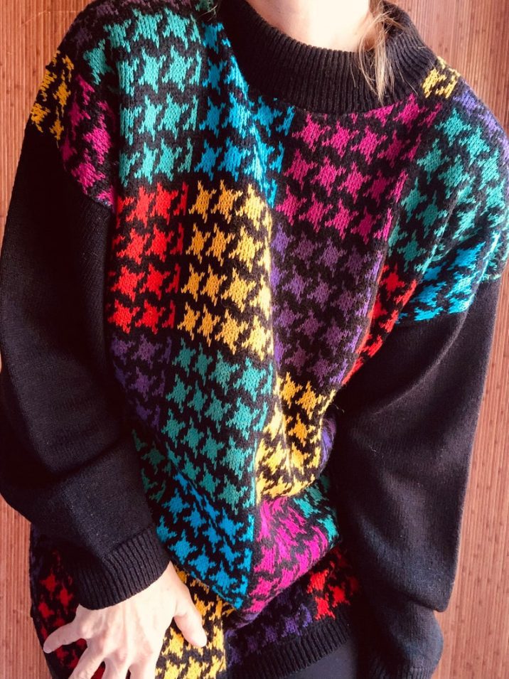 vintage 80s colorful sweater // SquirrelThingVintage