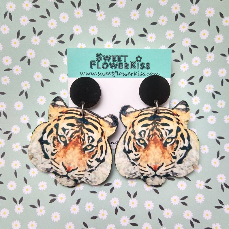 bold tiger statement earrings // SweetFlowerKiss