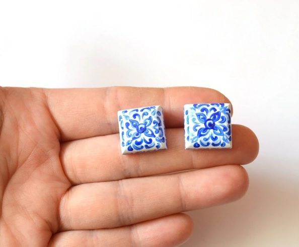 Chic Earrings Inspired By Historical Portuguese Tilework