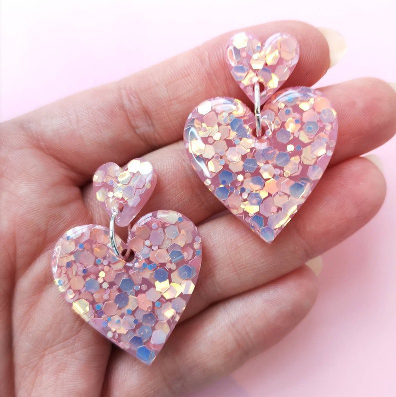 angelic pink heart earrings // 22JewelsShop