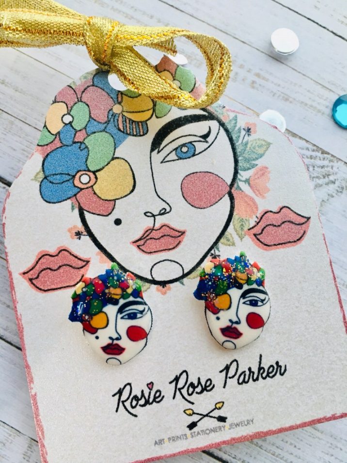 colorful face stud earrings // RosieRoseParker