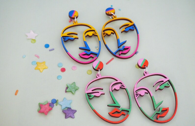 Earrings With Faces ~ Abstract Jewelry Trend 2022