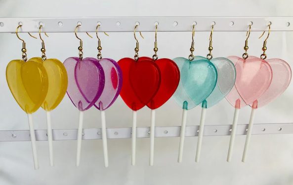 heart lollipop earrings // KiwiCoJewelry