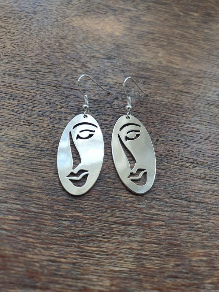 silver abstract face earrings // LostAndWild