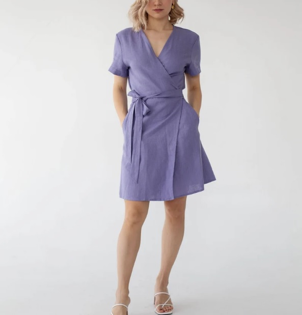 wrap linen dress with pockets // NichStore