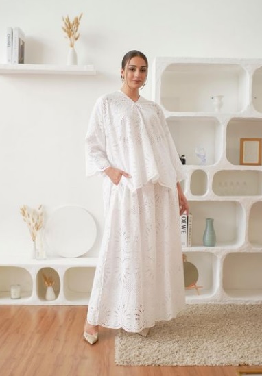 all over eyelet two-piece kaftan