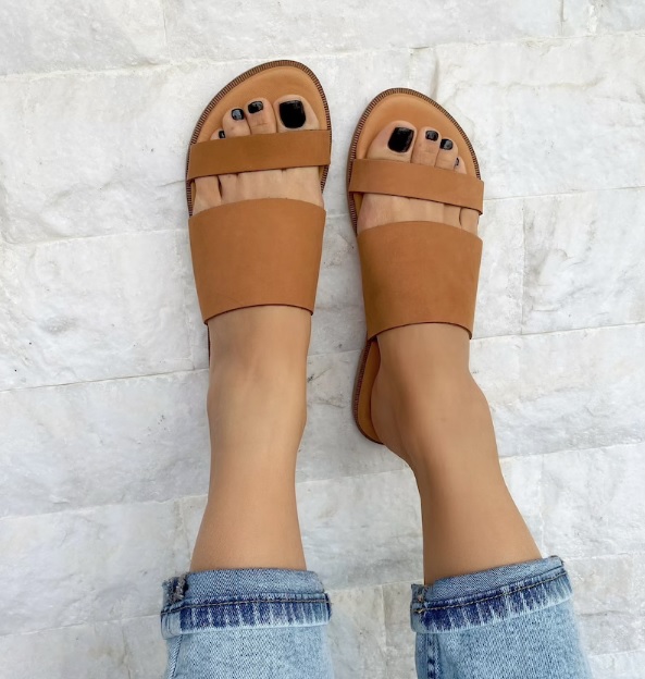 brown soft leather sandals