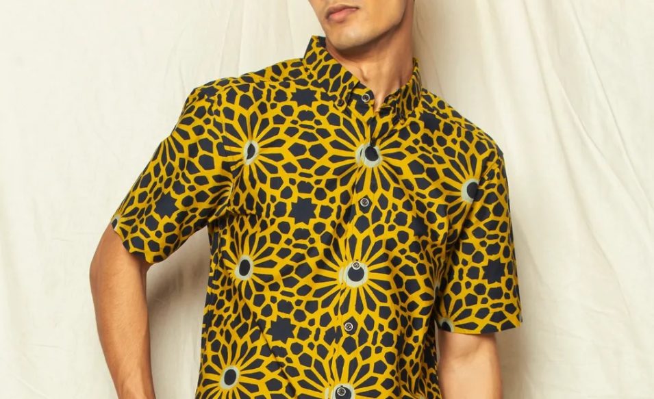 cotton yellow batik shirt