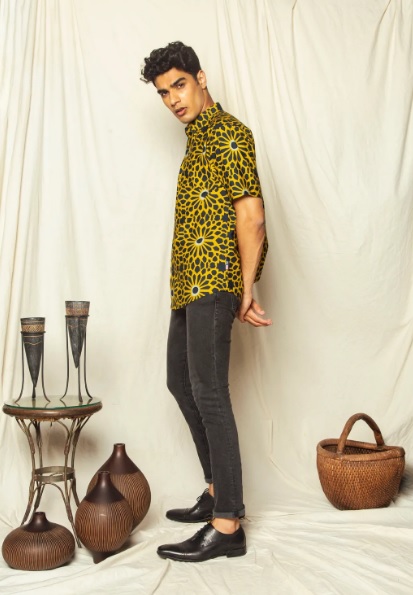 cotton yellow batik shirt