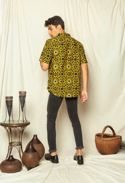 cotton yellow batik shirt