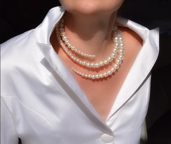 faux pearl open style necklace