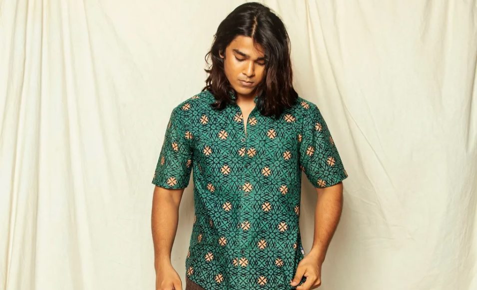 forest green cotton batik shirt