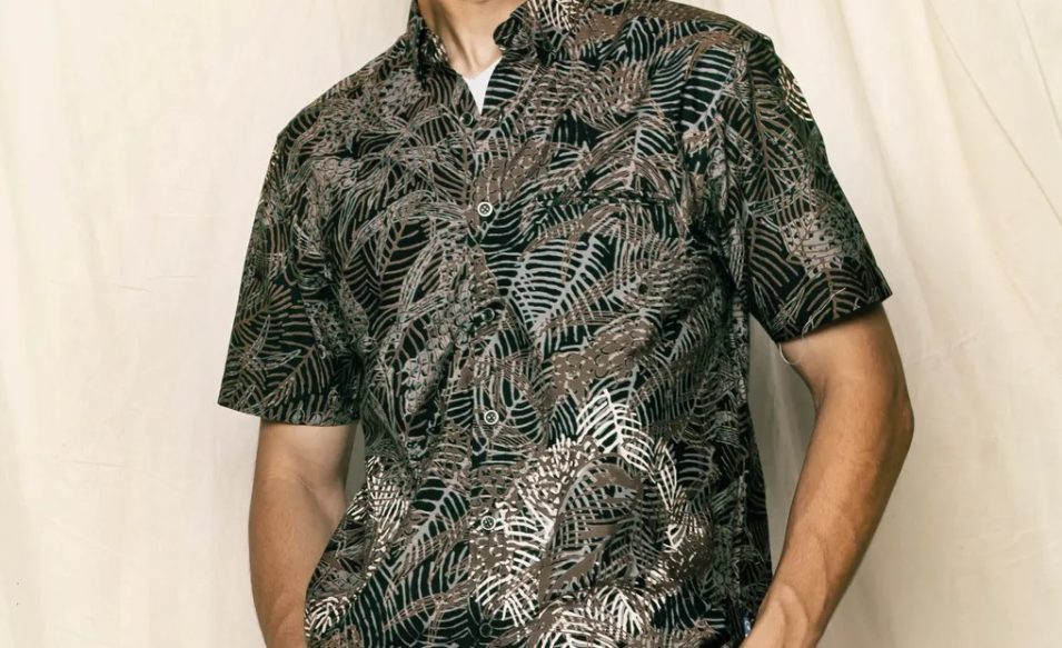 grey palm batik shirt