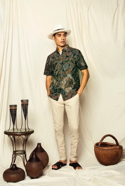 grey palm batik shirt