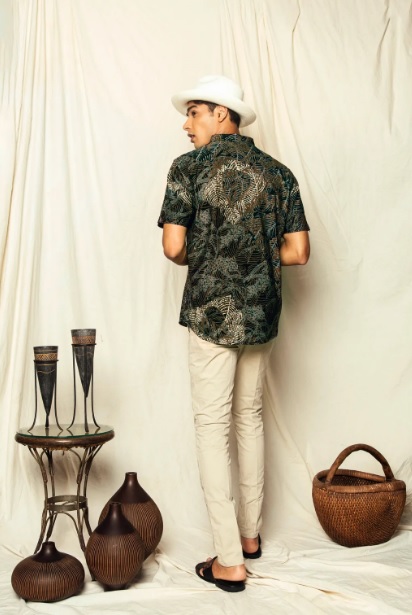 grey palm batik shirt