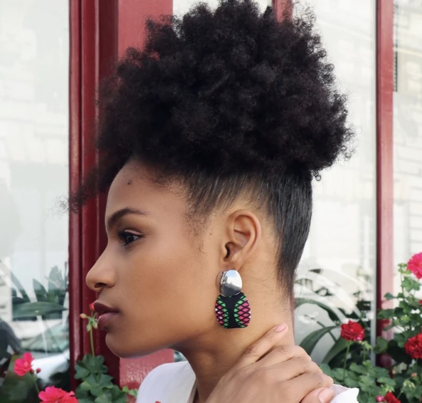 pink green black african wax earrings