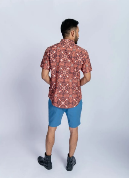 salmon red batik shirt