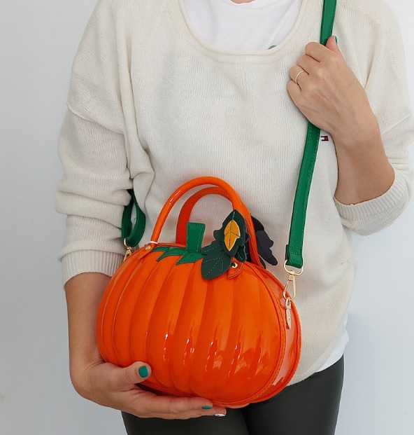 vegan leather pumpkin statement bag