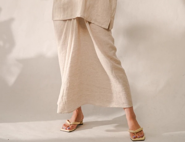 baju kedah linen set knotted skirt