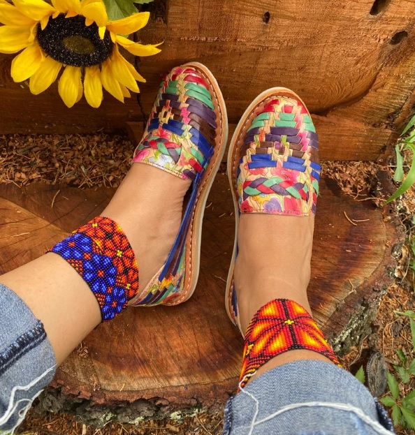 genuine leather colorful huarache sandals