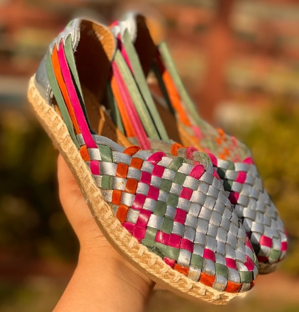 multicolor leather huarache sandals