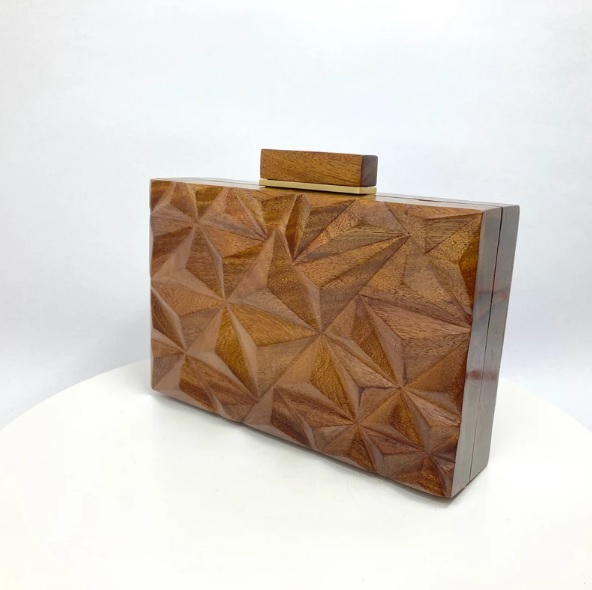 teak wood prism handbag // ZokAndZaari