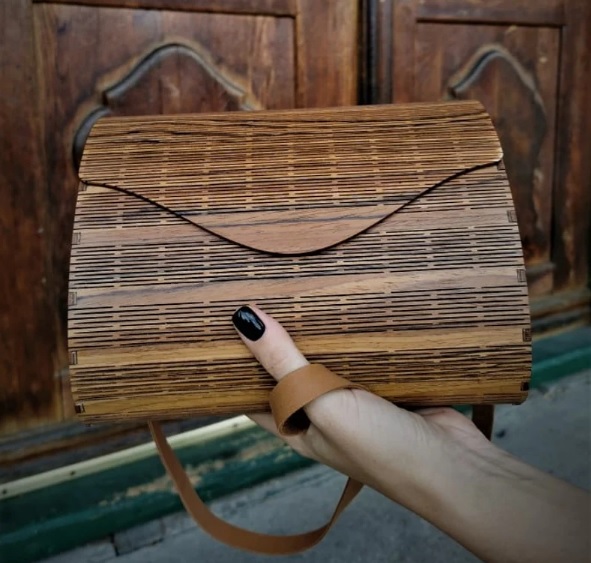 wooden leather clutch bag // ROWLworkshop