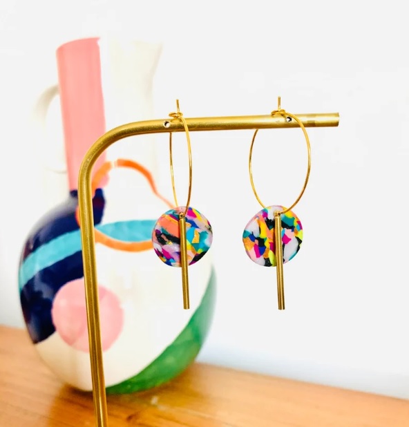 colorful abstract 80s style earrings // GeoFunDesign