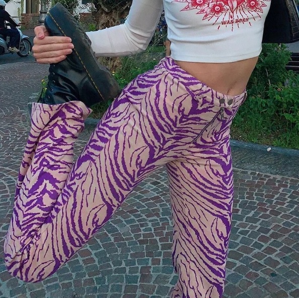 purple swirl y2k printed pants // ImpalaPrintsCo