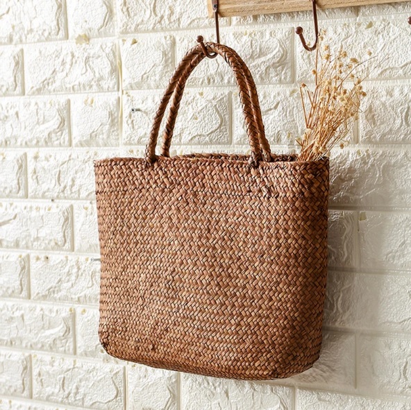 straw basket bag with handle