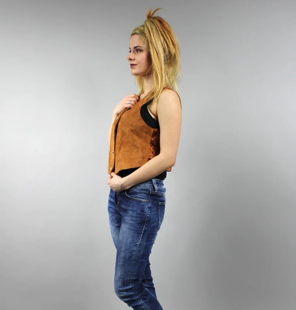 80s brown suede leather vest