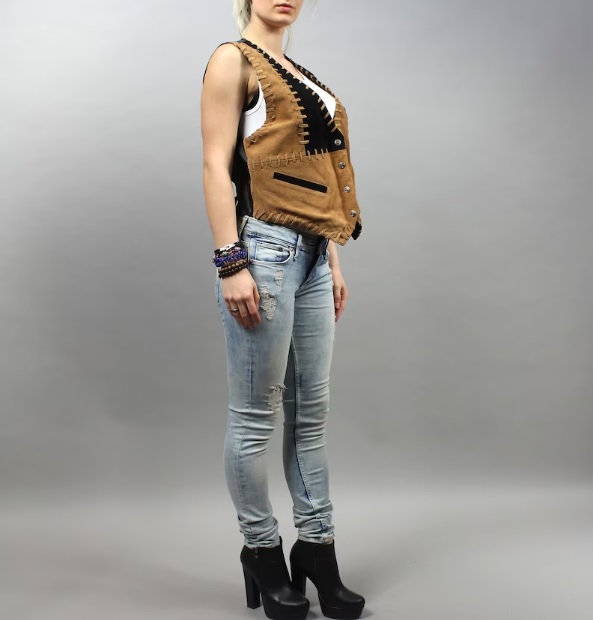 80s suede patchwork cowgirl vest