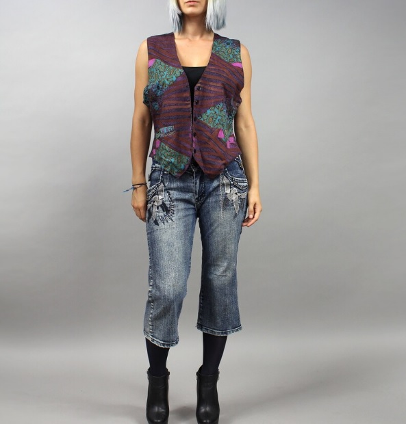 90s paisley abstract casual vest