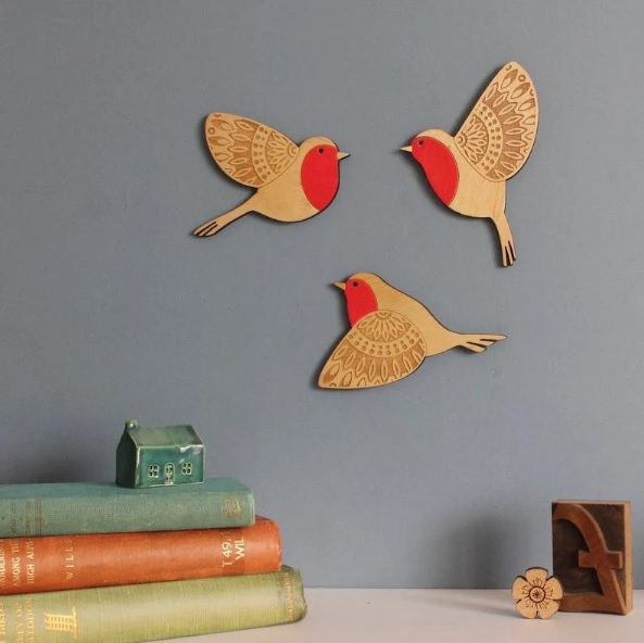 artistic wall decor wooden robins