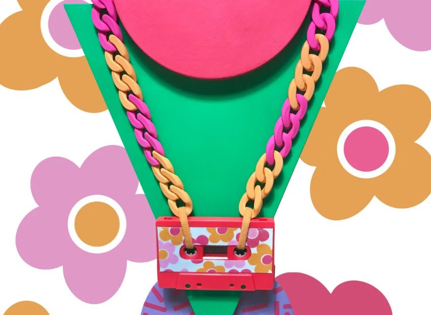 flowery cassette tape statement necklace // LittleShopOfHnh