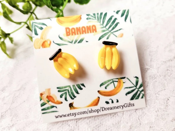 miniature banana stud earrings // DreameryGifts