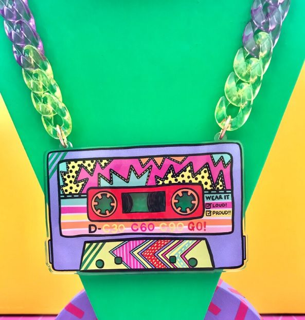 summer hitz cassette tape acrylic necklace // LittleShopOfHnh