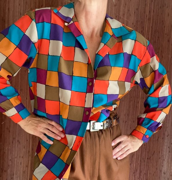 color block buttoned collared shirt // SquirrelThingVintage