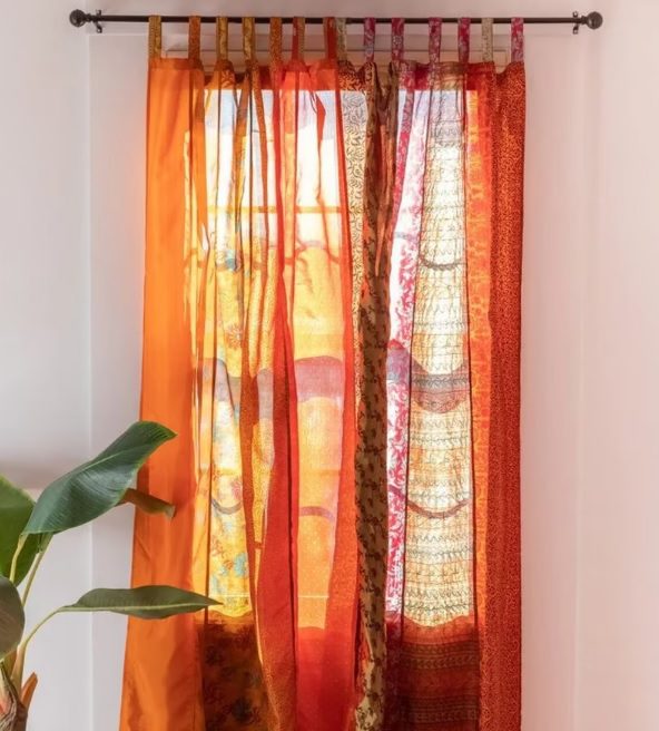 patchwork silk saree bohemian curtains // TheArtBoxStoreIN
