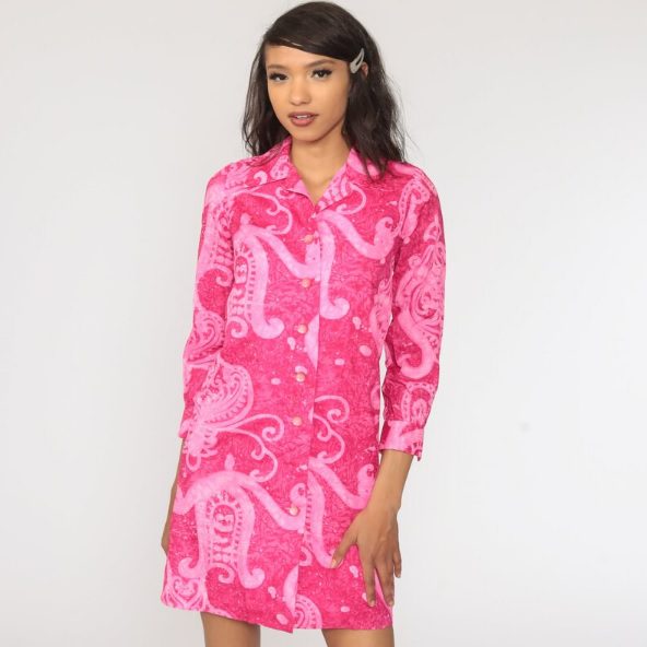 pink abstract button up shirdress // ShopExile